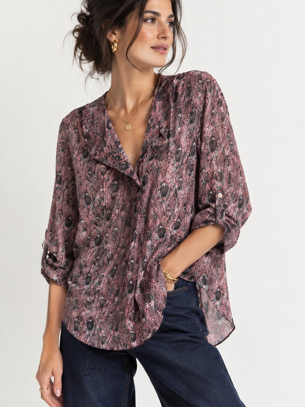 Gossip Girl by Romeo & Juliet Couture Pink and Black Sheer Blouse